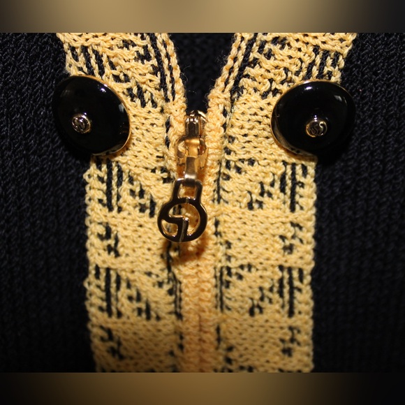 St. John Collection Black with Yellow Trim Knit Cardigan Jacket - Picture 9 of 9